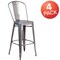 Flash Furniture Lincoln 4 Pack 30'' High Silver Antique Finish with Clear Coat Indoor Barstool with Back 4-XU-DG-TP001B-30-GG - alternate 5